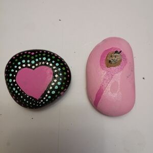 Hand-Painted Pink Heart And Baby Rocks